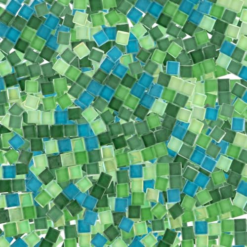 ZOFUN 1kg bunte Kristall-Mosaik-Fliesen, kleine Mini-Mosaik-Fliesen zum Basteln, für Badezimmer, Küche, Heimdekoration,DIY Kunstprojekte (grüne Serie)