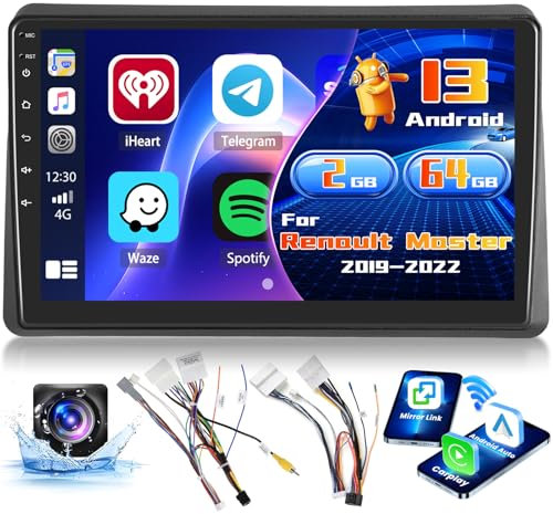 Inefala Radio für Renault Master 2019-2022 Android 15 2+64G mit Wireless CarPlay Android Auto 10,1 Zoll Bildschirm mit EQ 26UI FM RDS GPS Bluetooth WiFi SWC AHD Rückfahrkamera