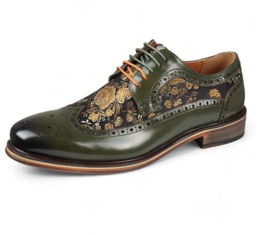 Infinity Leather Herren-Brogue-Schuhe aus Leder mit Blumenmuster - Ross