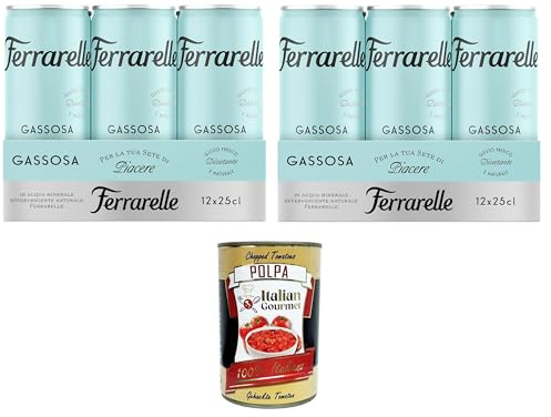 Italian Gourmet Gassosa bibita frizzante mit Mineralwasser, 24 x 250ml | Kohlensäurehaltig und leicht süß; gusto agrumi, ideale per aperitivi, Gesamtnettogewicht 6 L + Kostenlos Polpa 400g