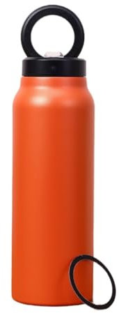 PAGJHRFJG Bouteille d'eau Isotherme en Acier Inoxydable avec Support de Téléphone Magnétique pour Sports de Plein Air, Bouteille Isotherme à Double Couche Orange