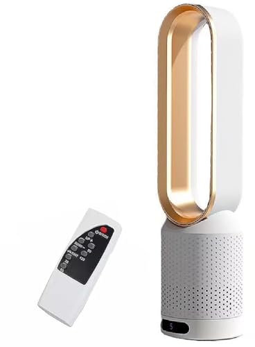 Ventilador de torre sin aspas purificador de aire,ventilador de torre sin hojas,ventilador de pie oscilante 90° con remoto,8 velocidades,temporizador 120 minutos,pantalla táctil LED,22 pulgadas