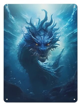 Sea Dragon Dekoration Zeichen Vintage Metall Zinn Zeichen Wand Kunst für Indoor Outdoor 16x12in