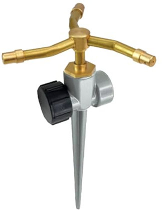 Jubepk Aspersor De Agua para Césped - Aspersor De Riego De Latón con 3 Brazos | Cobertura 360° De Larga Distancia para Huerto Invernadero Piscina Jardín Patio Césped Trasero