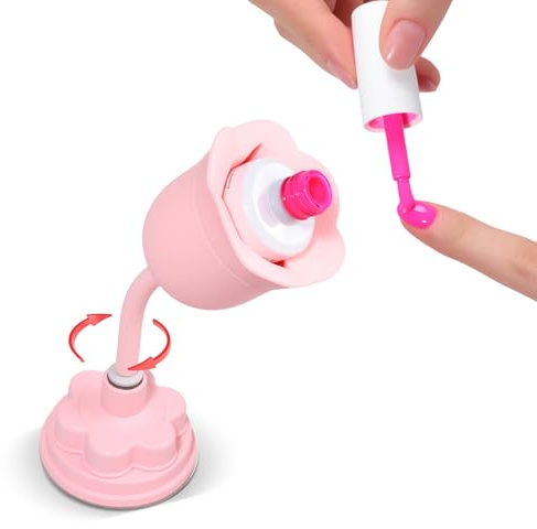 SAVILAND Nail Polish Holder: 360° Rotatable Design Nail Polish Bottle Holder Strong Adsorption Silicone Polish Holder Petal-Shaped Design Tilted Nail Art Tool Fits Most Bottles Home DIY