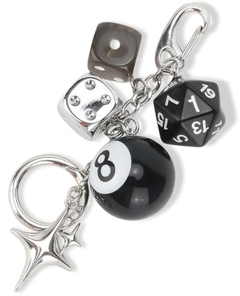 8 Ball Dice SchlüsselanhäNger,Taschenanhänger Keychain,Y2k Bag Charms Accessoires,Handyanhänger,Cute Retro Accessory,Aesthetic Taschenanhänger für Damen Herren,für Purse Backpack Schlüsselanhänger