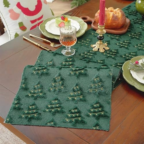 Weihnachtsdeko Innen Tischläufer Weihnachten Deko Weich Plüsch Samt Weihnachtstischläufer Christmas Decorations Weihnacht Tischdeko Weihnachts Weihnachtsläufer Weinachtsdekorationen (Grün, 35×180cm)