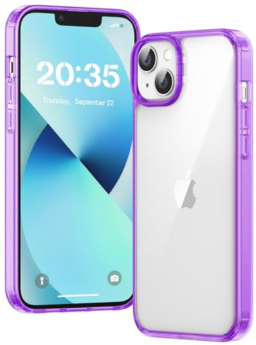 Voyahülle Clear Case for iPhone 13, Ultra Thin, Shockproof TPU Cover, Anti-Yellowing, Crystal Clear, Phone Case for Apple iPhone 13 - Purple