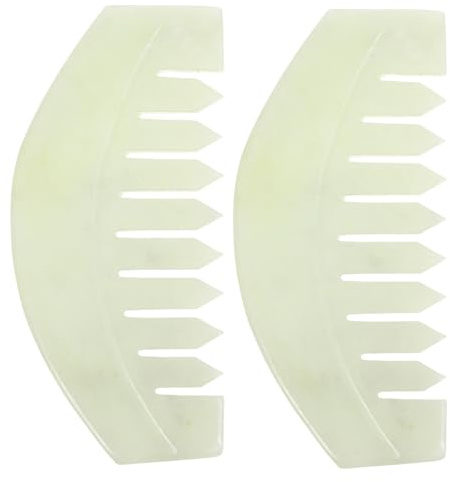 Yardenfun 2 Stücke Kopfhautmassagekamm Guasha Board Jadekamm Light Green