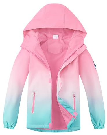 BuyiRen Veste coupe-vent à capuche pour garçons et filles, manteau de pluie doublé en polaire, manteaux de pluie pour enfants, 4-13 ans