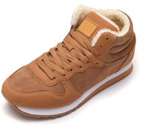 Stivali per Polpacci Grossi con Tacco Invernali Foderati in Pelliccia Suole Impermeabili Scarpe Donna Texani Alti Casual Comodi (Giallo,45)