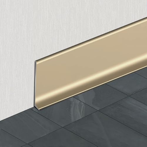 CVFOMBN Moldura de zócalo de Metal de Aluminio, 6 cm de Alto, 1 Metro de Largo, Fabricada en aleación de Aluminio. Moldura de zócalo de Pared de Aluminio.,Oro,6cm×5psc