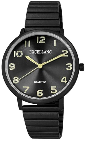 Excellanc Damenuhr aus Edelstahl in Schwarz, in Einer Länge von 21 cm, Klassisches Design für Jede Frau