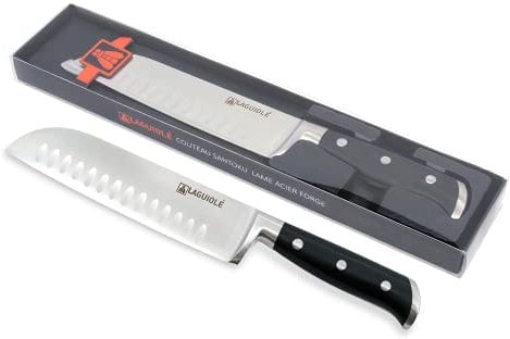 Laguiole Santoku PRO Messer – Küchenmesser aus Edelstahl mit ergonomischem Griff – mühelos scharf & leicht zu schärfen – ideal zum Schneiden, Hacken und Würfeln