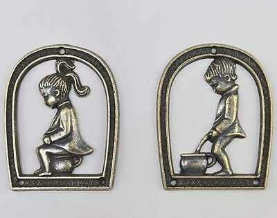 Arterameferro Paire de plaques de toilettes en laiton bruni WC pour porte ou mur