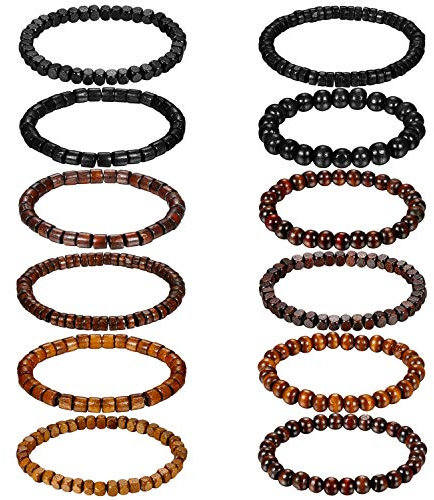 Aroncent 3 PCS Perlen Buddha Armbänder Set 8mm Buddhistisches Holzarmband Stretch Armband Verstellbar für Herren Damen