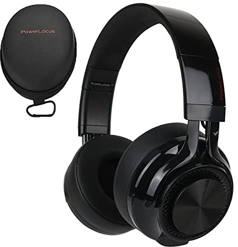PowerLocus P3 Bluetooth Headphones Over-Ear, [40h Playtime, Bluetooth V5.0] Wireless Headset Hi-Fi Stereo Headphone, Foldable with Mic, Deep Bass, Wired Mode for Cell Phones/Laptop/PC/TV (Black)
