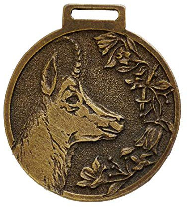 GTK - Geweihe & Trophäen KRUMHOLZ GAMS Deko Medaille GOLDFARBEN Auszeichnung Pämierung Gemse