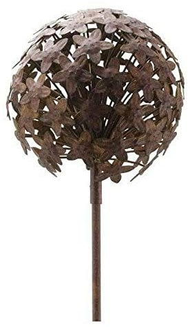 Wunderschöner & Hochwertiger Gartenstecker – Rost Blume/Blumenstecker – Große Auswahl – Edelrost Dekoblume – Metall Gartendeko (Allium 3D - Ø 20cm)