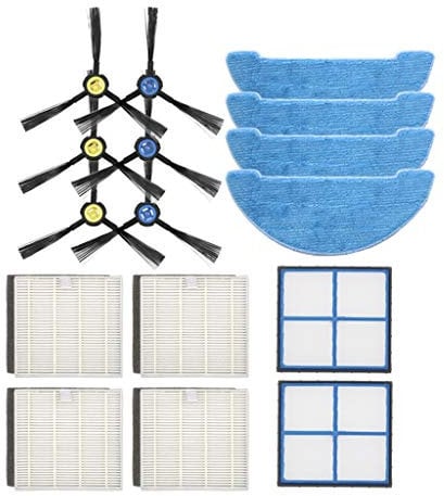 16 Stück für Ilife Staubsauger Zubehör Ersatzteile für Ilife V8S X750 X785 V80 Sweeper Vacuum Cleaner Ersatzfilter Staubsaugerbürste, (6 Seitenbürsten+ 4 Hepa-Filter + 4 Mop +2 X Filterelement)