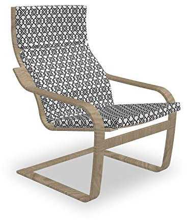 ABAKUHAUS Orient Poäng Sessel Polster, Naher Osten Effect, Sitzkissen mit Stuhlkissen mit Hakenschlaufe und Reißverschluss, Charcoal Grau Weiß