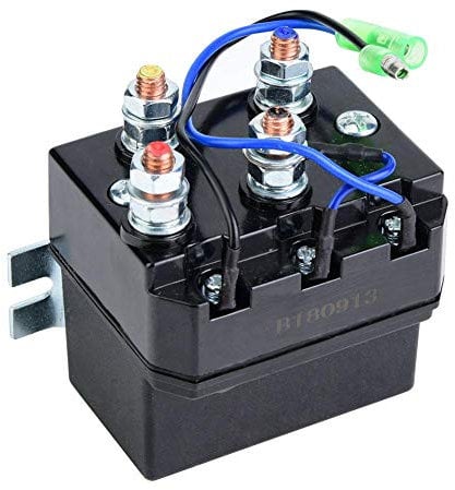 EVGATSAUTO Winch Contactor Solenoid, 1500-5000lb Winch Solenoid Relay 12v relay winch solenoid for Winches ATV UTV Black Winch Contactor Thumb Winch Contactor Solenoid relay