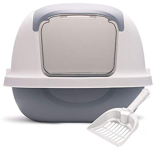 BPS Aseo Cerrado para Gato Arenero Cubierto Sanitaria Bandeja Arena con Pala para Mascotas Gatos 3 Colores 51 x 37 x 43 cm (Gris) BPS-5593GR