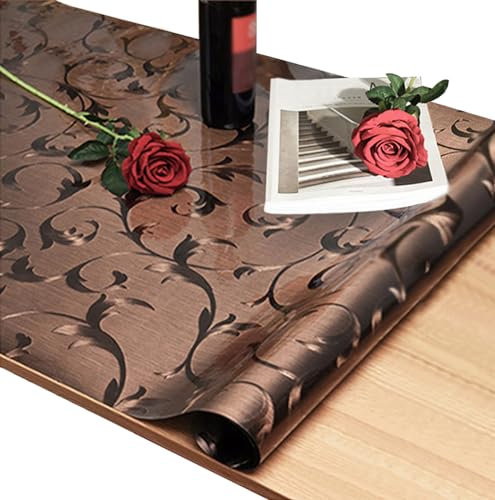 CIEEIN CIEHT Haushalt PVC Tischdecke Tischmatte Schreibtisch Tischfolie Schutzfolie Tischschutz Matte Wasserdicht Braun 70 * 120CM
