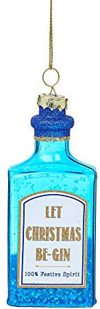 Sass & Belle Blue Gin Bottle Shaped Bauble