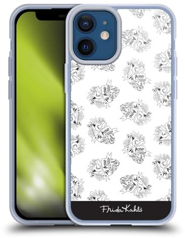 Head Case Designs Offizielle Frida Kahlo Herz Weiss Typografie Gelhülle [Militärischer Schutzgrad] Kompatibel Mit Apple iPhone 12 Mini Und Kompatibel Mit MagSafe