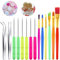 Patelai 14 Pcs Cookie Decorating Tools Set Fondant Cake Decorating Brushes Scribe Cookie Tool Sugar Stir Needle Baking Elbow and Straight Tweezers for Sprinkles Supplies for Fondant