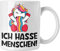 Trendation - Ich Hasse Menschen Tassen Tasse Becher Kaffeetasse Einhorn Lustig Spruch Geschenk Frauen Männer (Weiß)