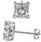 Boucles D'oreilles à Tige Carrées en Argent Sterling 925 Avec Oxyde de Zirconium Taille Princesse Pour Femmes, Hommes et Filles Avec Plaqué or 18 carats (7mm (6,2 carats/paire), Or Blanc)