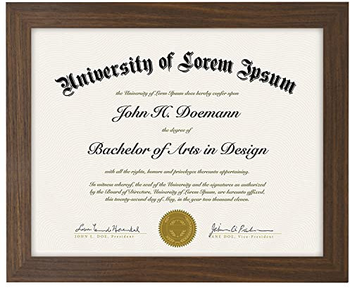 Americanflat 21,6 x 27,9 cm Diplomrahmen mit bruchfestem Glas – Dokumentenrahmen mit Holzwerkstoff – Legacy Collection – Urkundenrahmen für Tischplatte und Wanddisplay – Nussbaum