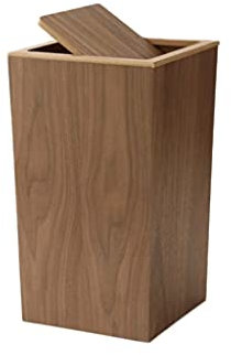 DIANDIAN Papelera Reciclaje Madera Decorative Farmhouse Wasebasket Plaza de Basura Puede Puede Puede con LA Tapa para EL ACCENTO DE CASA, Accesorios DE BAÑO Cubo De La Basura (Color : Walnut Color)