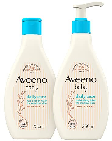 Aveeno Baby, Daily Care Set, Hair and Body Wash Plus Moisturising Lotion, for Sensitive Skin, 250 ml