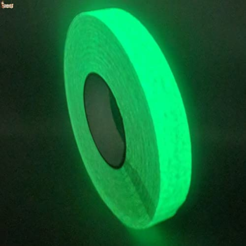 BricoLoco.com Ruban antidérapant photoluminescent - Colle verte - Fluorescent dans l'obscurité - Bande antidérapante antidérapante - Escabeaux, sols, marches (18 m x 50 mm)