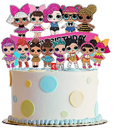 7pcs lol cake decorations for girls birthday XINBOHUI-Surprise LOL Surprise Dolls Happy Birthday Banner Decorations for Girls Kids Birthday Party Decorations