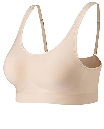 Lemef Non Wired Bras for Women Comfort Wireless Bras Seamless Wirefree Bras Full-Coverage 1*Beige, M