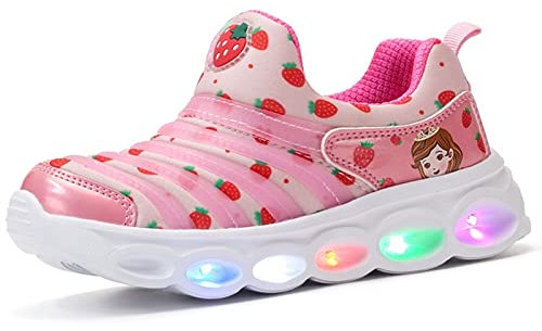 Licht led Schuhe Kinder,Glühende Trainer Jungen Leuchtschuhe mädchen, Blinkt Sneaker Outdoor Sportschuhe Atmungsaktives Prickelnd Laufschuhe Turnschuhe (Color : Rosa, Size : 23 EU)