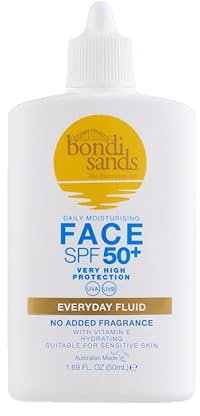 Bondi Sands SPF 50+ Fragrance Free - Face Fluid 50mL | UVA & UVB Protection | Suitable for Sensitive Skin | Cruelty Free | 50ml/1.69 FL Oz