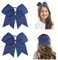 WLLHYF 2 STÜCKE Große Cheer Schleife 8 Zoll Jumbo Cheer Haarschleifen Pferdeschwanzhalter Gummiband für Cheerleader Teenager Mädchen College Sport Weiß Cheerleading Schleife Haarschmuck (Marineblau)