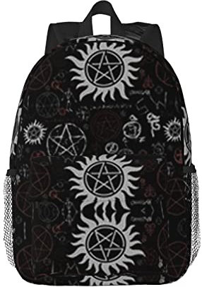 DMORJ Supernatural Symbols, Schwarz, leichte Umhängetasche: 38,1 cm, leicht und einfach zu tragen, geeignet zum Ausgehen, Bürolernen und Verwendung, Schwarz, Einheitsgröße