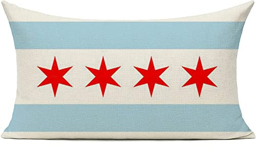 YJQGOL Kissenbezug mit Flagge von Chicago, 30 x 50 cm, abnehmbar, doppelseitig, Farbe: Flagge von Chicago
