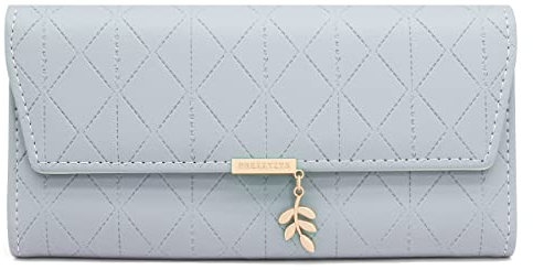 Portefeuille Femme Longue PU Cuir, Porte Monnaie Femmes Grande Capacite avec Compartiment à Monnaie Zippé, Longue Porte Feuilles pour Femme avec 9 Emplacement de la Carte (Bleu)