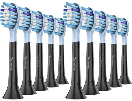 Toptheway Aufsteckbürsten kompatibel mit Philips Sonicare C-3 Premium Plaque Control 4100 5100 6100, Ersatzbürsten für G3 W3 C2 G2, 10 Bürstenköpfe, volle Größe, Schwarz