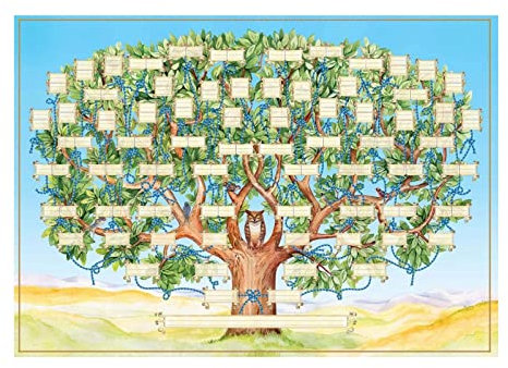 Stammbaum-Diagramm zum Ausfüllen von 6 Generationen Genealogie-Poster, leer, ausfüllbar, Ahnentafel, Druck, Stammbaum, Bilderrahmen, Wanddekoration, Geschenk für Familienmitglieder (Green, One Size)