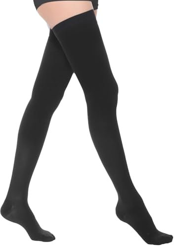 ACWOO Medizinische Kompressionsstrümpfe Lang, 23-32 mmHg Stützstrümpfe Strümpfe Damen Herren, Kompressionssocken Thrombosestrümpfe Compression Socks, Schwarz (C)