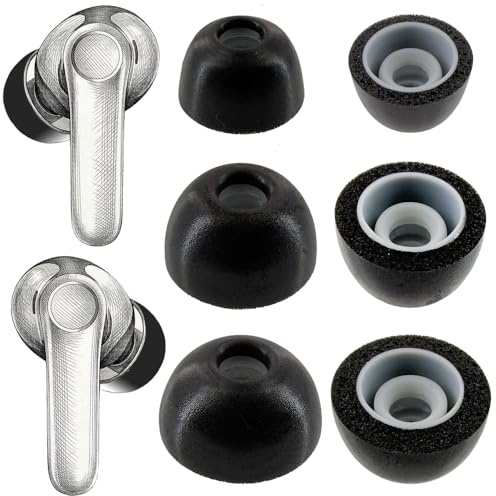 TENNMAK 2-Lagen Memory-Schaum Ohrstöpsel kompatibel mit EarFun | Kompatibel mit EarFun Air Pro 4, Air Pro 3, Air 2. Upgrade Memory-Schaum, verbesserter Tragekomfort, 3 Paar.