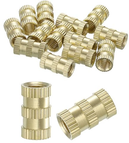 QUARKZMAN Tuercas de Inserción Estriadas 15 Piezas M6 x 14mm(L) x 8mm(OD) Tuercas de Latón con Rosca Impresa Tuercas de Inserción Roscadas Hembra para Fijación Térmica
